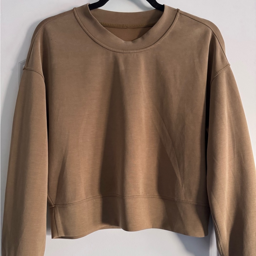 lululemon Cropped Crewneck Sweatshirt – Soft Stretch Fleece – Neutral Brown